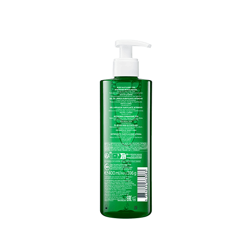 Vichy Normaderm Phytosolution Gel Purifiant Intense 400 ml, vue du dos du flacon — La Maison Para, prix Maroc, parapharmacie