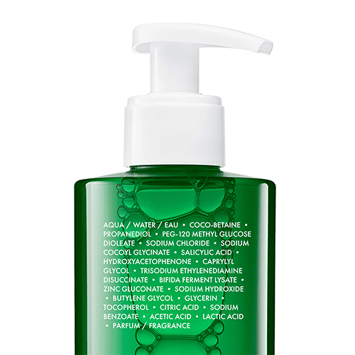 Vichy Normaderm Phytosolution Gel Purifiant Intense 400 ml, gros plan ingrédients au dos du flacon — La Maison Para, prix Maroc, parapharmacie