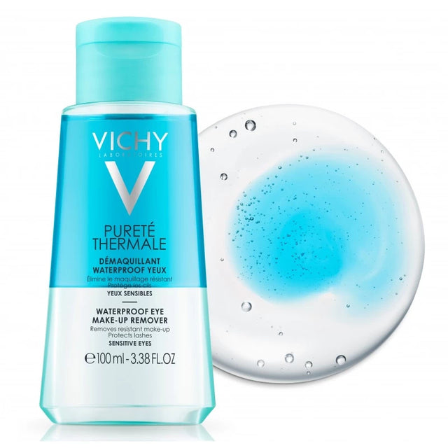 Vichy Pureté Thermale Démaquillant Waterproof Biphasé yeux sensibles 100 ml, photographie du produit — La Maison Para, prix Maroc, parapharmacie