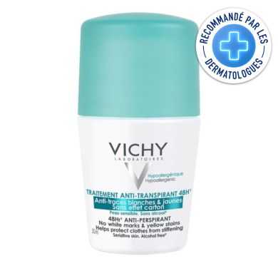 VICHY TRAITEMENT ANTI TRANSPIRANT ANTI TRACES BLANCHES ET JAUNES 48 H 50 ML prix Maroc