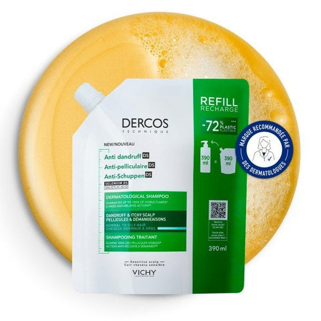 Vichy Dercos Eco-Recharge Anti-Pelliculaire DS Cheveux Normaux à Gras 390 ml